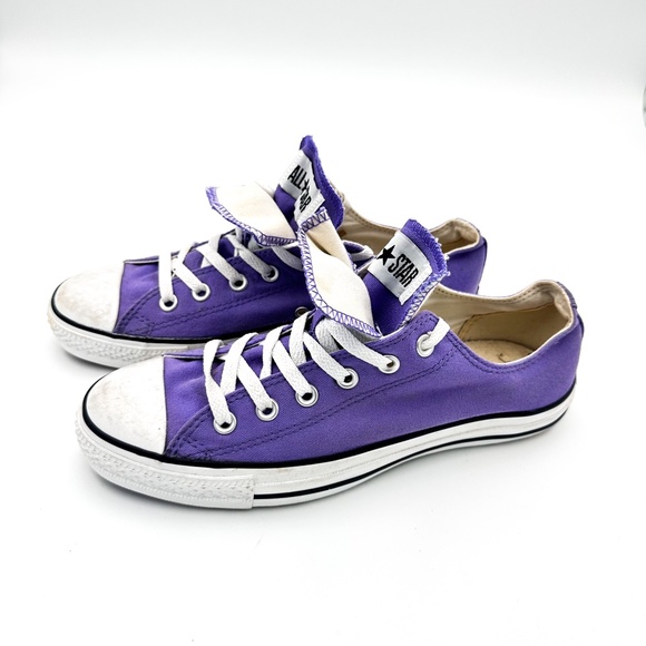 Converse Purple Double Tounge Low Top Chuck Taylor Sneakers Women's 10 Men 8 - Picture 1 of 10